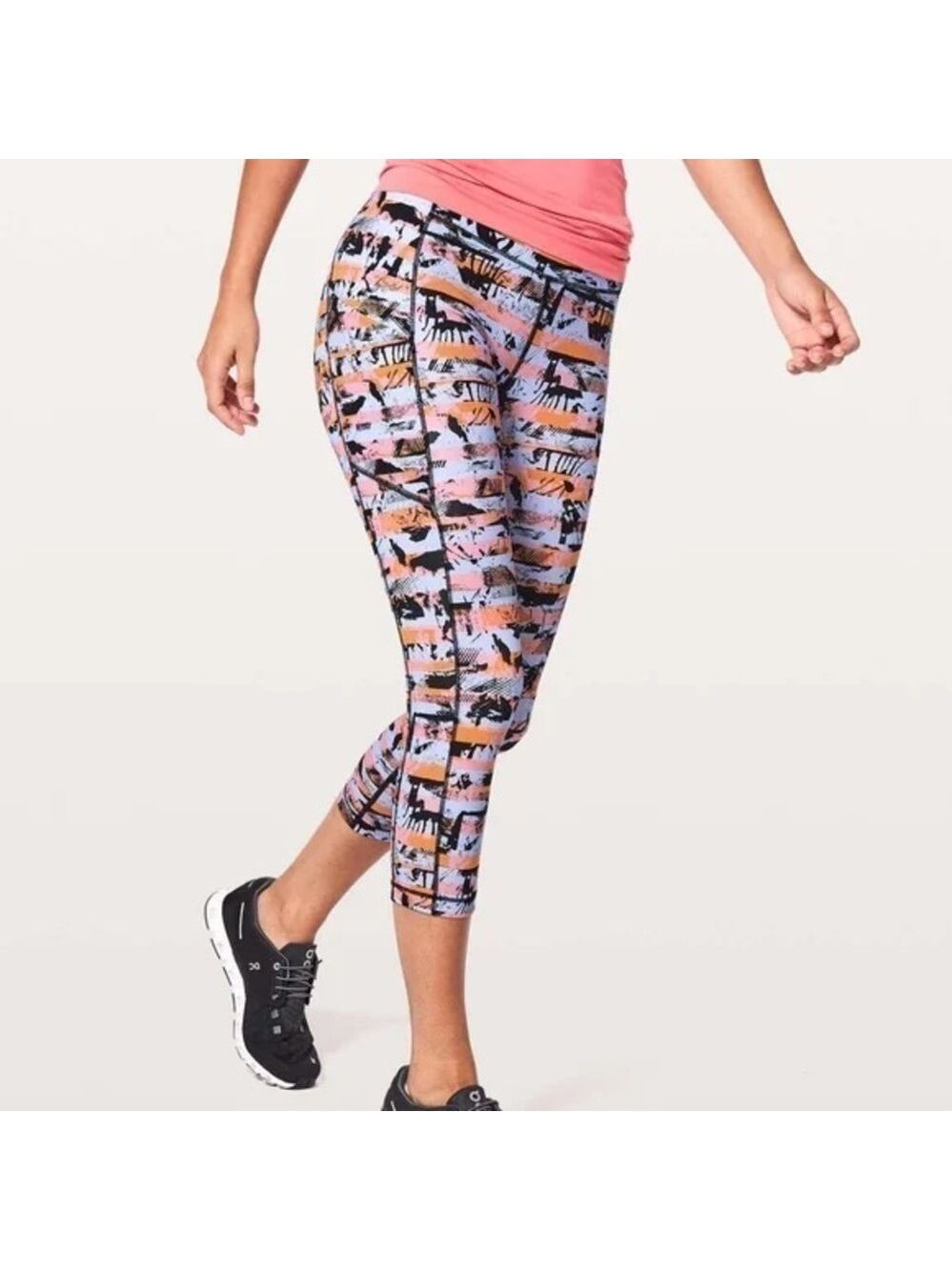 𝅺LULULEMON Speed Up Crop 20” Inversion Multi Colored pink purple orange black 6